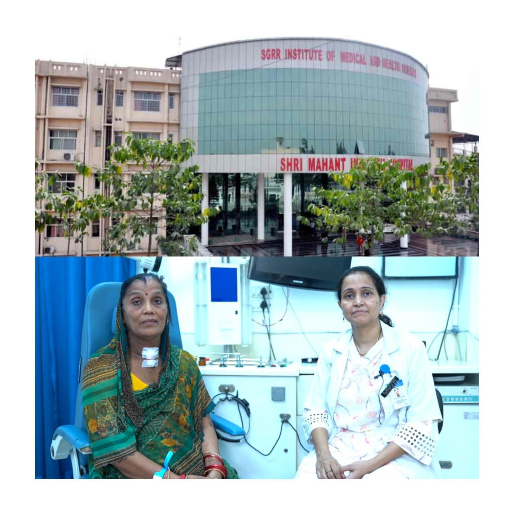 श्री महंत इन्दिरेश अस्पताल के नाक कान गला रोग विभाग की विभागाध्यक्ष डाॅ त्रिप्ती ममगाईं व उनकी टीम ने एक मरीज़ के गले से एक किलो का थायराइड ट्यूमर निकाला 