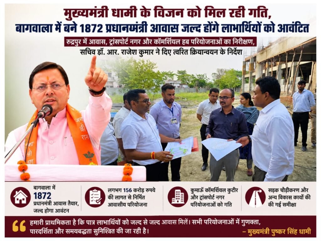 मुख्यमंत्री धामी के निर्देश पर आवासीय परियोजनाओं को मिली नई गति, सचिव ने किया स्थलीय निरीक्षण