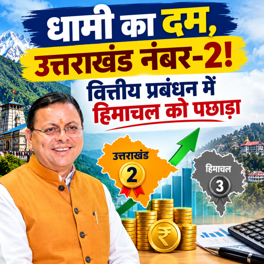 धामी का दम, उत्तराखंड नंबर-2! वित्तीय प्रबंधन में हिमाचल को पछाड़ा